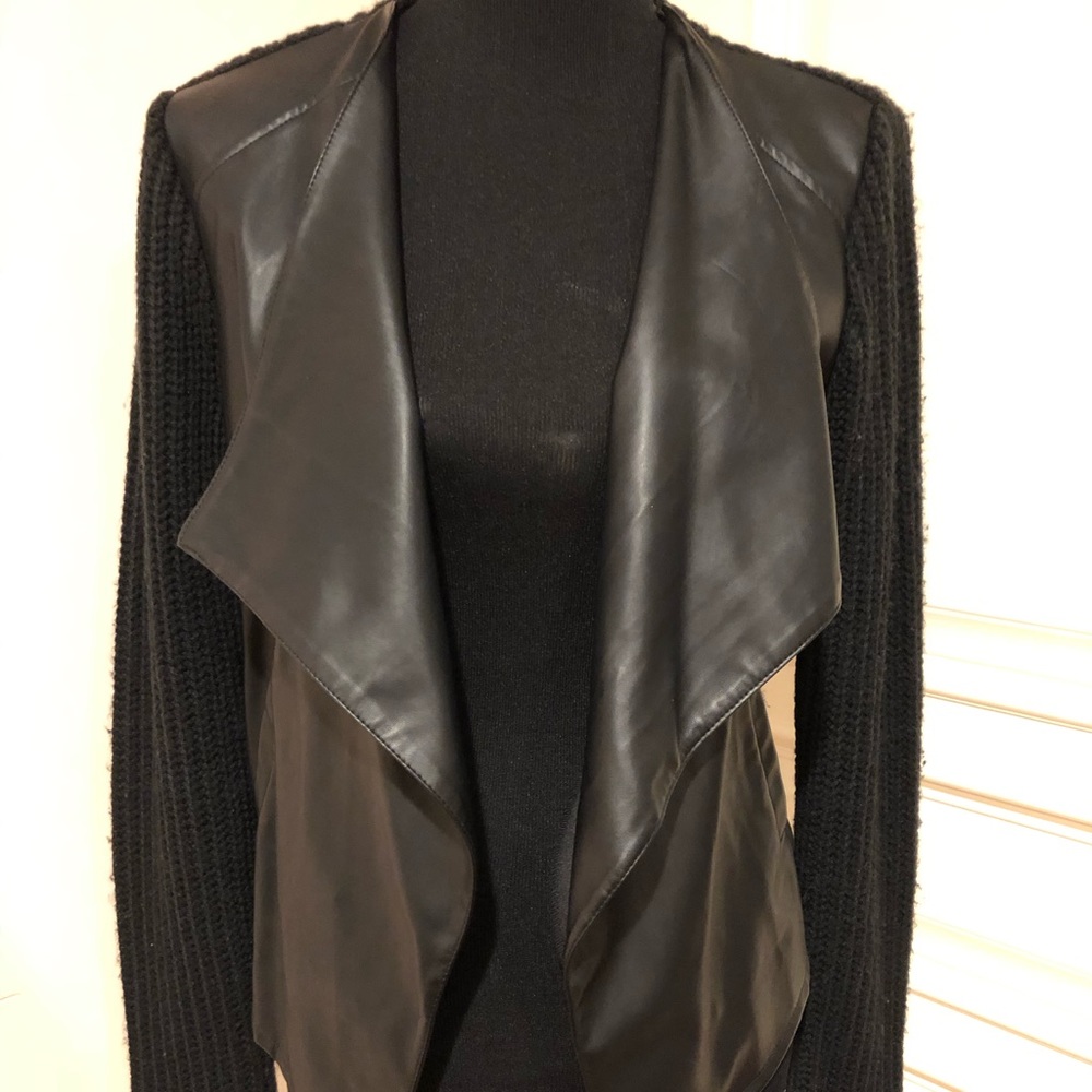 BB DAKOTA Vegan Leather Knit Cardigan